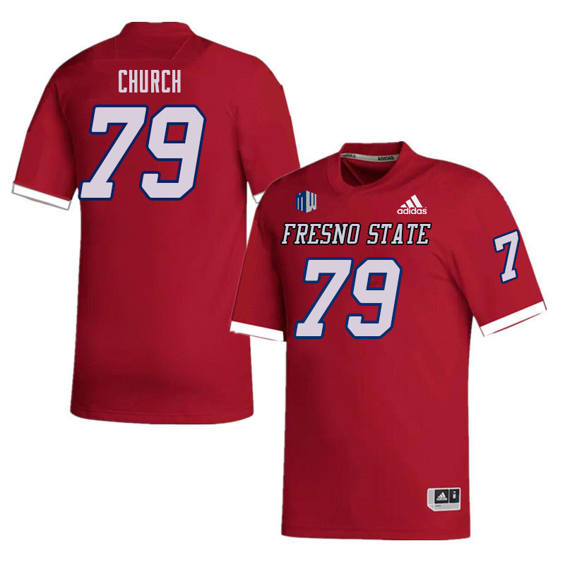 Men #79 Joseph Church Fresno State Bulldogs College Football Jerseys Sale-Red
